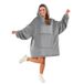 Good Nite Knuffeldeken met mouwen, hoodie, deken met mouwen, pullover, deken, dames, oversized hoodie met zakken, sherpa, snuggle dekens, grijs