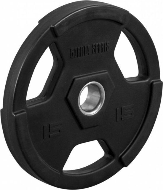 Gorilla Sports Olympische Halterschijf 15 kg - Gripper Kunststof - Zwart - 50 mm