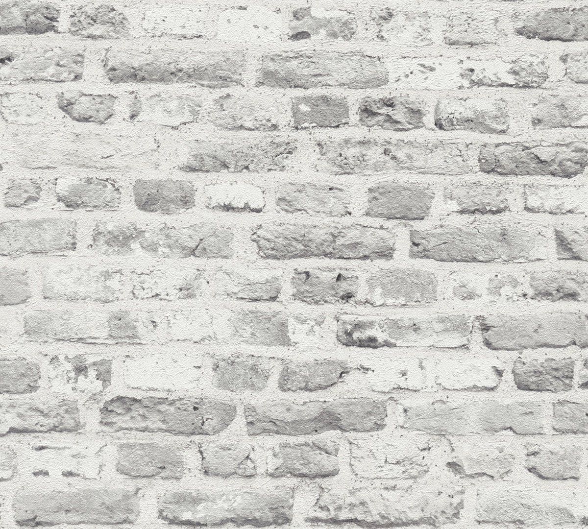 A.S. Création The Bos - BAKSTENEN BEHANG - grijs wit - 1005 x 53 cm