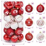 vidaXL Kerstballenset - 30 st - Rood en Wit - Ø 6 cm - Kunststof
