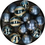 Feeric lights & Christmas Feeric Christmas gedecoreerde kerstballen - 25x st - 6 cm - blauw - kunststof