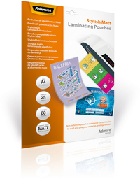 Fellowes Admire A4 Laminating Pouches - Matt - 80 micron - 25 Pack