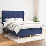 vidaXL Boxspringbed met matras, blauw, 140x200 cm, gestoffeerd