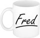 Bellatio Decorations Fred Naam koffiemok - beker - met sierlijke letters - wit