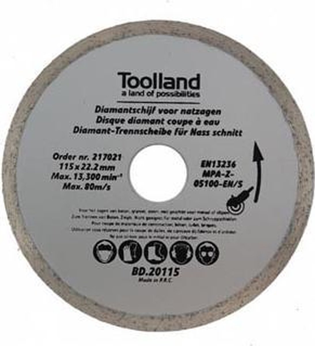 Toolland Diamantschijf - 180 Mm X 25.4 Mm