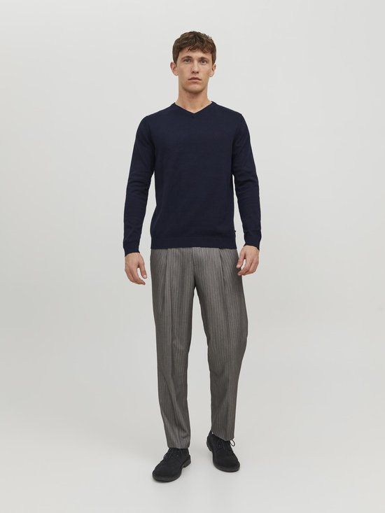 JACK & JONES JJEBASIC KNIT V-NECK NOOS Heren Trui - XL - Blauw - Katoen