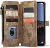 CaseMe C30 Hoesje Geschikt voor Samsung Galaxy A34 | Wallet Zipper Book Case met Pasjeshouder | Beschermhoes met Portemonnee | Bruin
