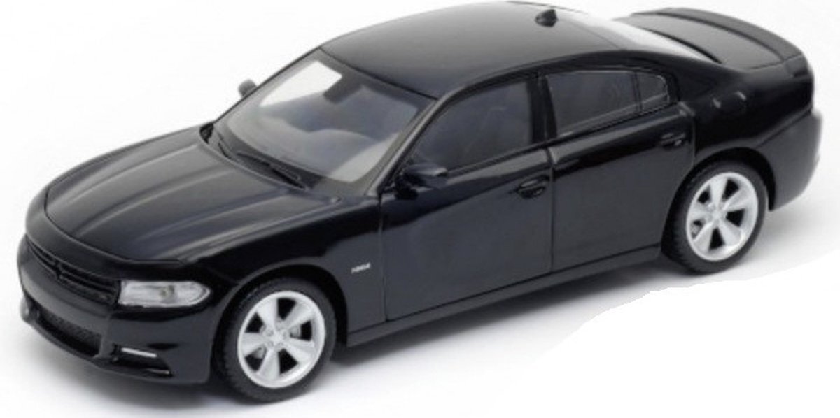 Welly Modelauto Dodge Charger R/T 2016 zwart 21 cm - Schaal 1:24 - Speelgoedauto - Miniatuurauto