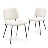 Colamy Moderne gestoffeerde eetkamerstoelen, set van 2, stoffen eetkamerstoelen, accent-dinerstoel, stijlvolle keukenstoelen met solide metalen poten en gebogen rug, crème