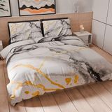 PETTI Artigiani Italiani - Dekbedovertrek voor tweepersoonsbed, dekbedovertrek, kussenslopen, dekbedovertrek, 100% Made in Italy, Marble Grigioc