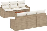vidaXL Tuinbank Set met Kussen 7 Stuks Beige Polywood