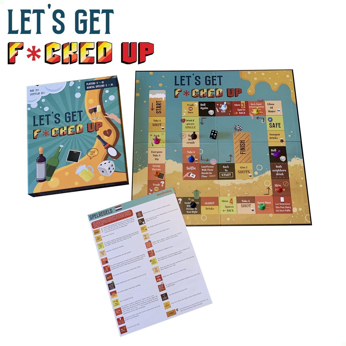 Let's Get F*cked Up Bordspel - Drankspel - Party - Drinking Game - Never Have I Ever - Truth Or Dare - Let's Get Fucked Up - LGFU