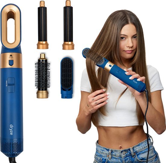 Dryze airstyler vinca blue edition - Krultang - Föhn - Airwrap - Föhnborstel en stijltang in 1