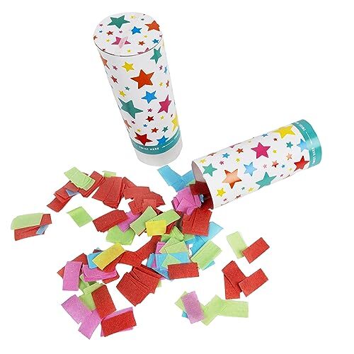 Talking Tables 2 x confettikanonnen voor verjaardagen, bruiloften - Spring Loaded Party Poppers - Regenboog gekleurd papier