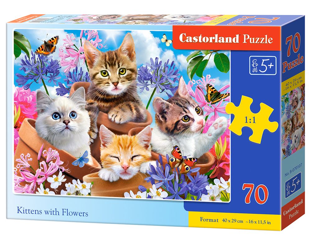 Castorland Kittens with Flowers - 70pcs Puzzle - 5+ Years