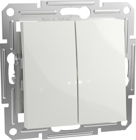 Schneider Electric Asfora Dubbele Enkelpolige Schakelaar - 10A - Wit - Inbouw