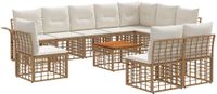 vidaXL - Buiten - bank - set - 11 - st - Natuurlijk - en - Crème - Wit - Polyester