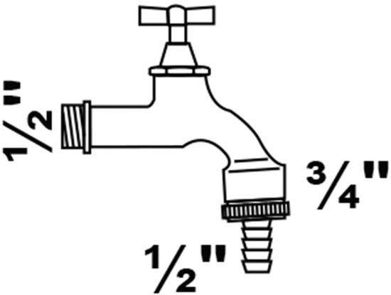 KIRCHHOFF MS tapkraan Hendel, Mat chroom, 1/2"BU x 3/4"BU x 1/2"T, Buisbeluchter, terugslagklep.