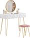 Table de toilette sans marque avec miroir et tabouret