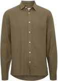 Solid Shirt met lange mouwen Enea Allan Heren XXL Shitake Katoen Slim Fit Casual Effen