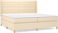 vidaXL Boxspringbed met matras, stof, crèmekleurig, 200x200 cm