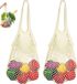 Sac réutilisable en corde de coton biologique - 2 pièces - Beige blanc cassé