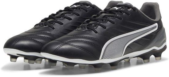 Puma King Pro FG/AG Voetbalschoenen Mannen Laag Synthetisch Zwart/Wit/Grijs Maat 39