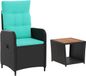 vidaXL Loungeset 2-zits PE Rotan en Poedergecoat Staal Zwart/Turquoise