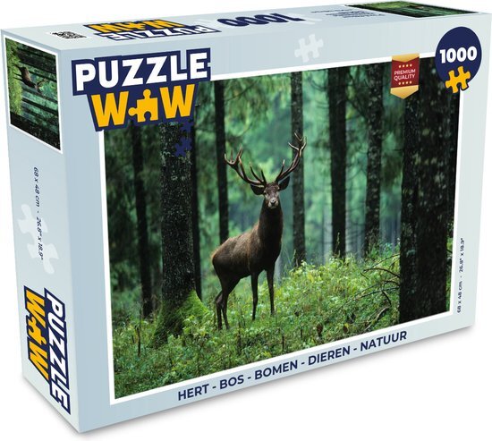 MuchoWow Puzzel Hert - Bos - Bomen - Dieren - Natuur - Legpuzzel - Puzzel 1000 stukjes volwassenen - Sinterklaas cadeautjes - Sinterklaas voor grote kinderen