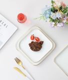 Zellerfeld Trendmax 2 pièces service plaque assiette en porcelaine pour steak, service à manger vaisselle carrée