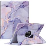 FINTIE Beschermhoes compatibel met iPad 9e generatie 2021/8e ge 2020/7e gen 2019 10,2 inch - [Stylus-opslag] 360° draaibare beschermhoes,marmer lila