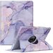 FINTIE Beschermhoes compatibel met iPad 9e generatie 2021/8e ge 2020/7e gen 2019 10,2 inch - [Stylus-opslag] 360° draaibare beschermhoes,marmer lila
