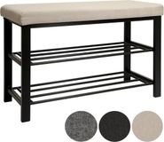 DuneDesign Schoenenrek met metalen bank 81x32x46 cm Schoenenbank Beige