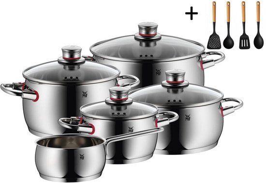 WMF Pannenset Quality One - RVS 5-Delig Inclusief GRATIS Cookinglife Kookgerei set