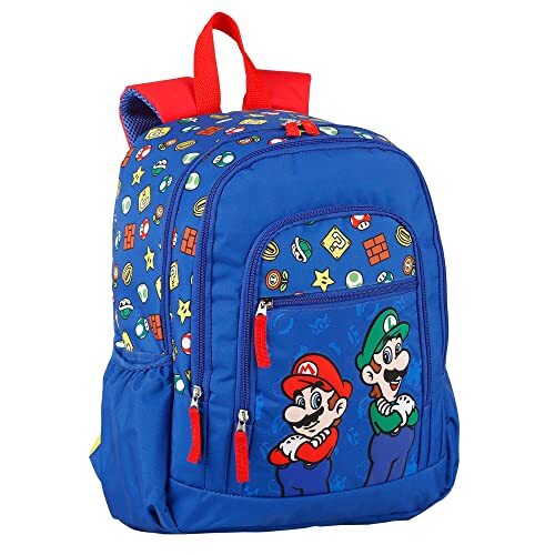 Super Mario Dubbele rugzak, aanpasbaar, 40 cm, Mario Y Luigi