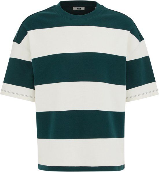 WE Fashion Heren boxy fit T-shirt met blokstreep