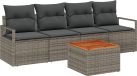 vidaXL Tuinbank - Set - 5 - st - Grijs - poly - rattan
