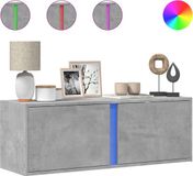 vidaXL Tv-wandmeubel met LED-verlichting 100x31x35 cm betongrijs