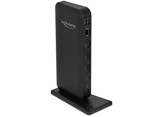 DeLOCK USB C Dockingstation Multidisplays 4K - HDMI/DP 1.4 / USB 3.2 / GigaLAN/headset/PD 3.0-85 Watt, 87746, zwart