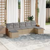 Maison Exclusive - Ensemble de jardin, 7 pièces, avec coussins, beige, en polyrotin