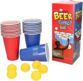 Merkloos Beer Pong set met red en blue cups - herbruikbare bekers