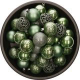 Bellatio Decorations Shoppartners Bv 37x Kunststof Kerstballen Salie Groen 6 cm Mix