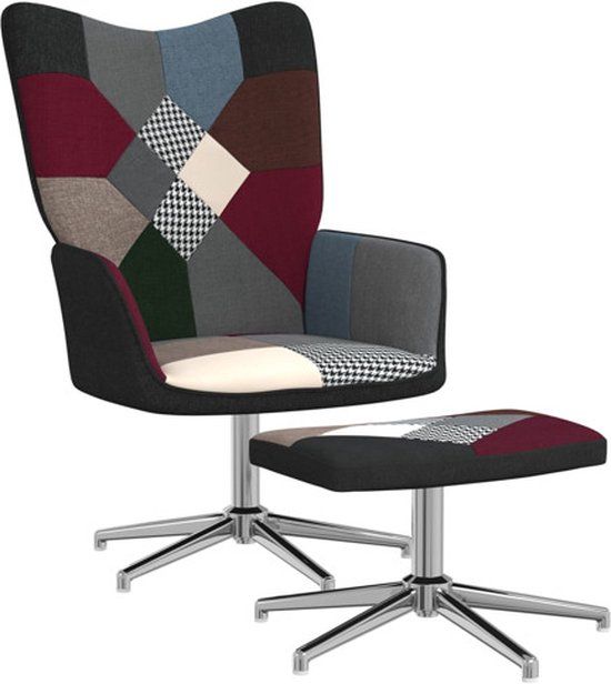 vidaXL Relaxstoel met voetenbank patchwork stof