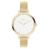 s.Oliver dameshorloge - Rond - Gold - 36 mm - Elegant dameshorloge van metaal met kwartswerk - 3 ATM waterdicht - krasbestendig