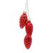 Dekohelden24 Lauschaer Kerstboomversiering, set van 2 met 3 mini-dennenappels, textielband, glans, mat, glinsterend, 3 rood, 6 cm