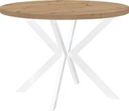 Table à manger ENDIK blanc, 110/210 cm extensible, chêne Artisan avec piètement en métal – Industriel, style Loft