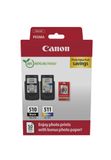 Canon PG-510 + CL-511 Cartouche d'encre - Noir, Cyan, Magenta, Jaune - Pack de 2