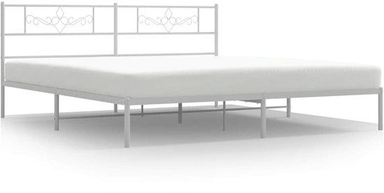 vidaXL Bedframe met hoofdbord metaal wit 193x203 cm