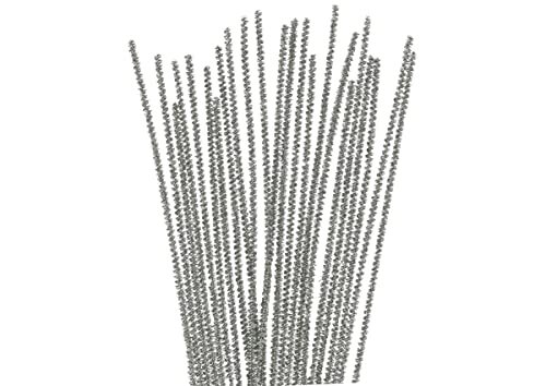 INNSPIRO Pijpenreiniger chenille, metaal, zilver, 3 mm x 30 cm. 40 stuks.