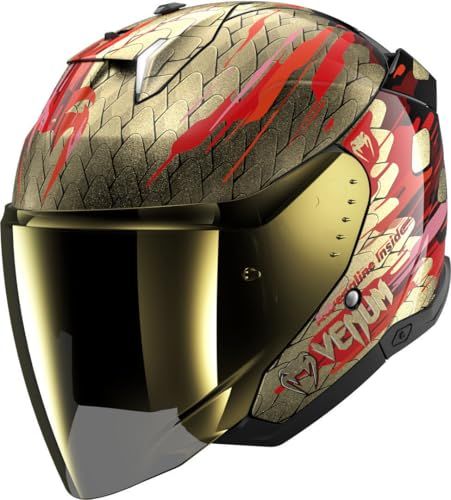 SHARK, Jet motorhelm SKWAL i3 Jet VENUM Black Red Gold KRQ, S